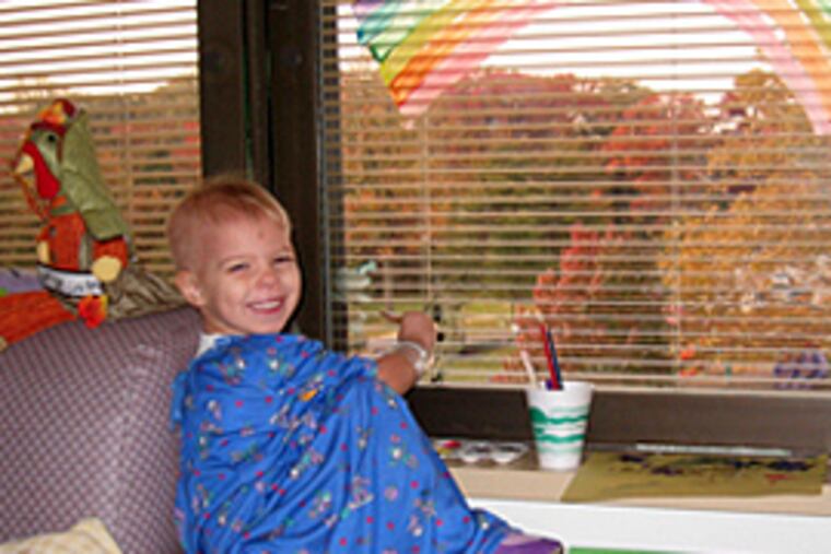 Last year, Arden Bucher, now 3, was at a Wilmington hospital to receive treatment for a cancer that "came out of the blue." (Family photo)