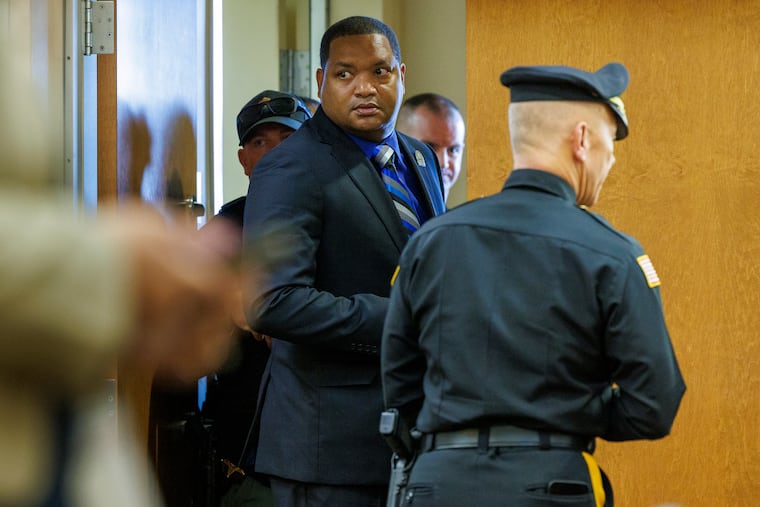 Atlantic City Mayor Marty Small arriving for his arraignment on child abuse charges before Judge Bernard DeLury, Atlantic County Criminal Courthouse, Mays Landing, NJ on Thursday, October 10, 2024. He along with wife Atlantic City Public School, Superintendent La'Quetta Small were arraigned for “alleged beatings of their teenaged daughter.”