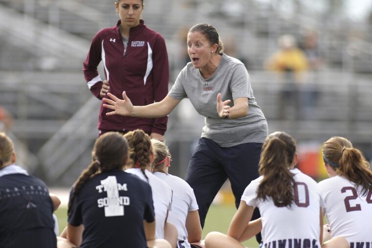 Eastern coach Danyle Heilig talks to her team in 2010.