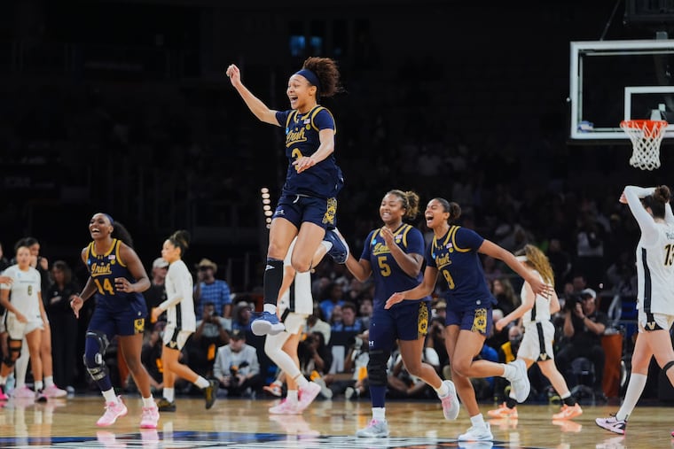 Notre Dame guard Hannah Hidalgo celebrates after beating Vanderbilt in the Sweet 16 on Friday.