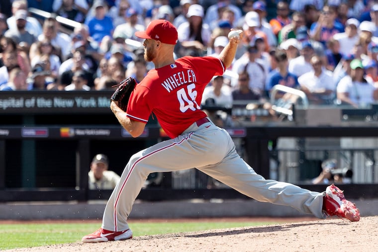 Philadelphia Phillies starting pitcher Zack Wheeler throws during the fourth inning of a baseball game against the New York Mets, Sunday, Aug. 14, 2022, in New York. (AP Photo/Julia Nikhinson)