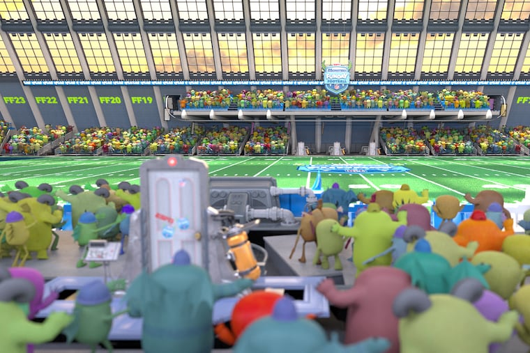 The "Monsters, Inc." stadium that will played host to the Eagles-Chargers "Funday Football" broadcast on ESPN2 and Disney+ on Monday night.