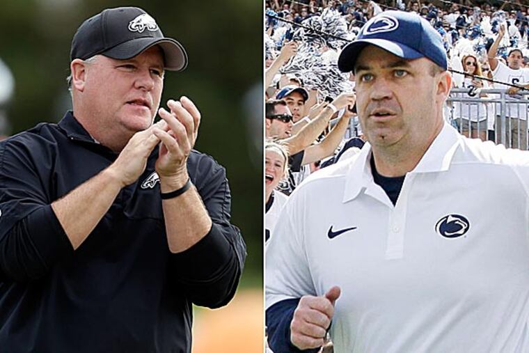 Chip Kelly and Bill O'Brien. (AP photos)