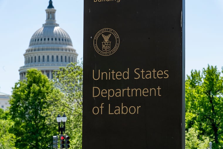 The entrance to the Labor Department is seen near the Capitol in Washington, D.C.