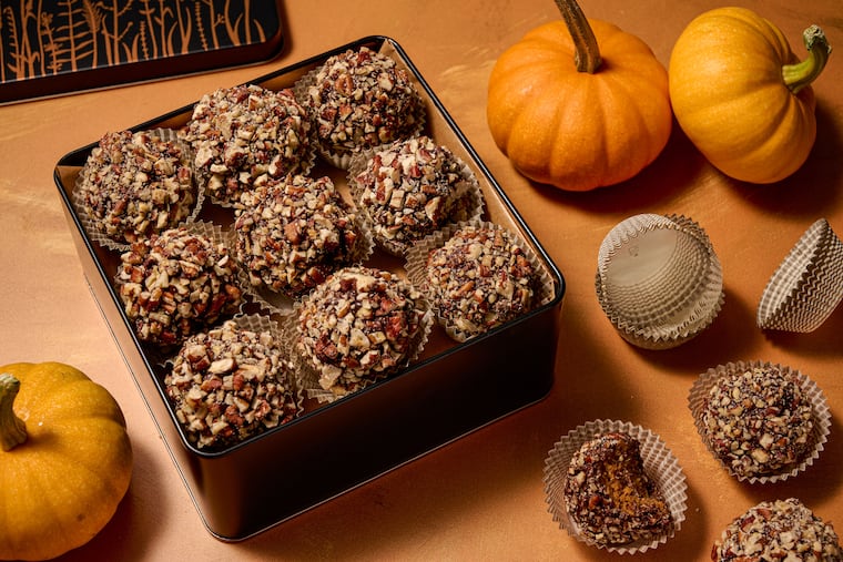 Pumpkin spice truffles. MUST CREDIT: Lauren Bulbin/The Washington Post; food styling by Lisa Cherkasky