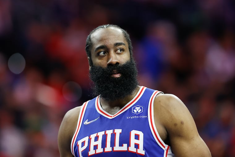 Sixers guard James Harden against the Miami Heat during game six of the second-round Eastern Conference playoffs on Thursday, May 12, 2022 in Philadelphia.
