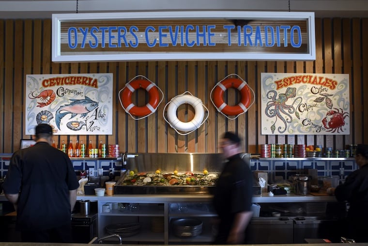 The seafood bar at Jose Garces’ Olon at the Tropicana