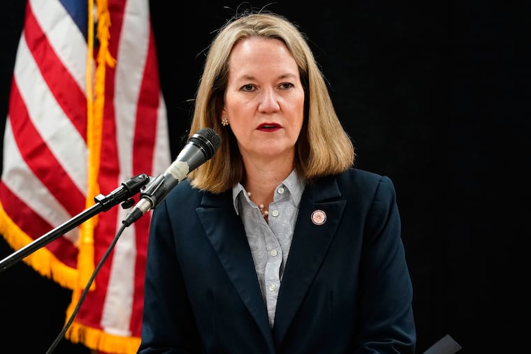 FILE - Arizona Attorney General Kris Mayes speaks at the Arizona State Prison, March 19, 2025, in Florence, Ariz.