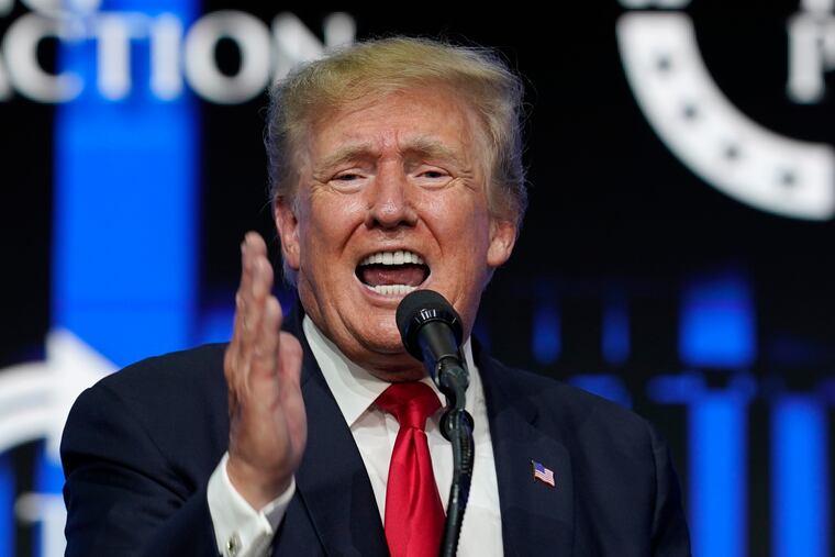 Former President Donald Trump, shown speaking Saturday in Phoenix.