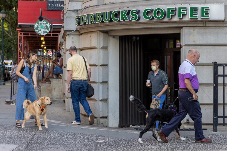 Starbucks at the corner of 10th and Chestnut Streets in Center City Philadelphia. It was closed in July 2022.
