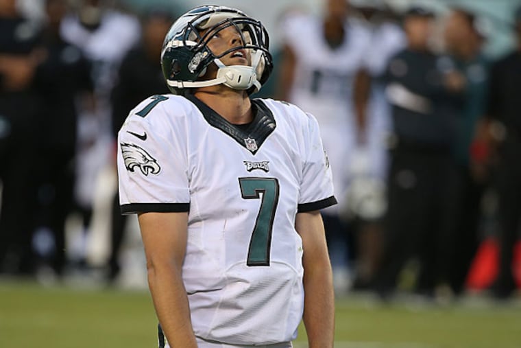 Sam Bradford reacts after throwing an interception.