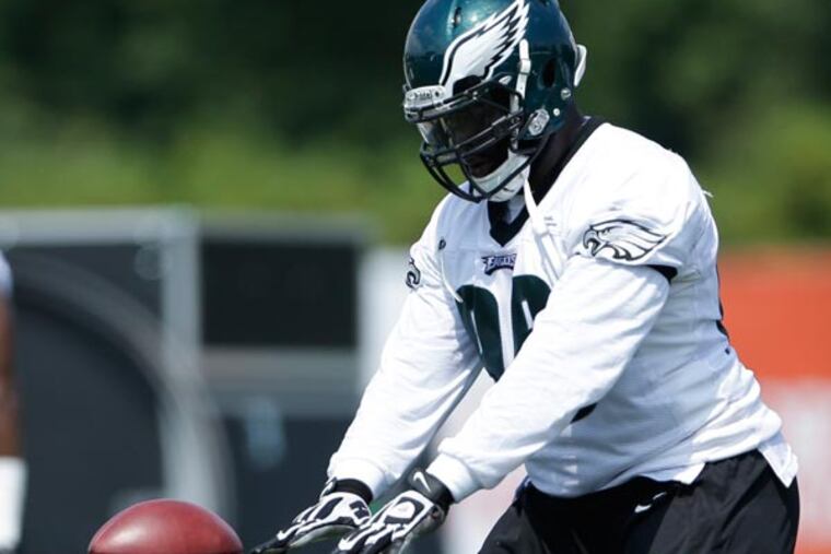 Bennie Logan runs a drill at NFL football training camp in Philadelphia, Tuesday, July 23, 2013. (Matt Rourke/AP)