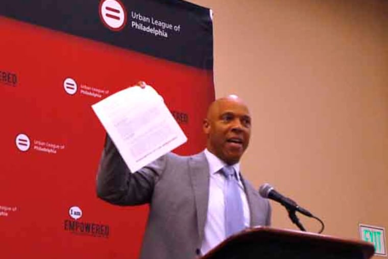 William R. Hite, Superintendent of the Philadelphia School District, speaks at an education reform panel on Tuesday morning at the forum on Equality and Excellence in Education at the Pennsylvania Convention Center. The forum comes on the eve of the opening of the national Urban League Conference. (LUKE RAFFERTY/Staff Photographer).
