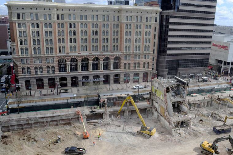 The demolition site , bounded by Market, 12th, Ludlow, and 11th Streets, will become part of Girard Square.