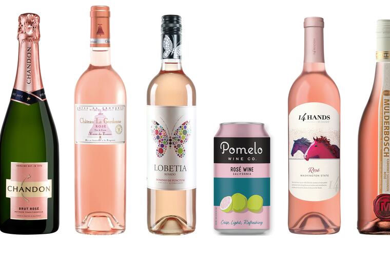 Chandon California "Brut Rosé", Chateau La Gordonne Cotes de Provence Rosé, Lobetia Garnacha Rosado, Pomelo California Rosé, 14 Hands Washington Rosé and Mulderbosch South Africa Cabernet Sauvignon Rosé.