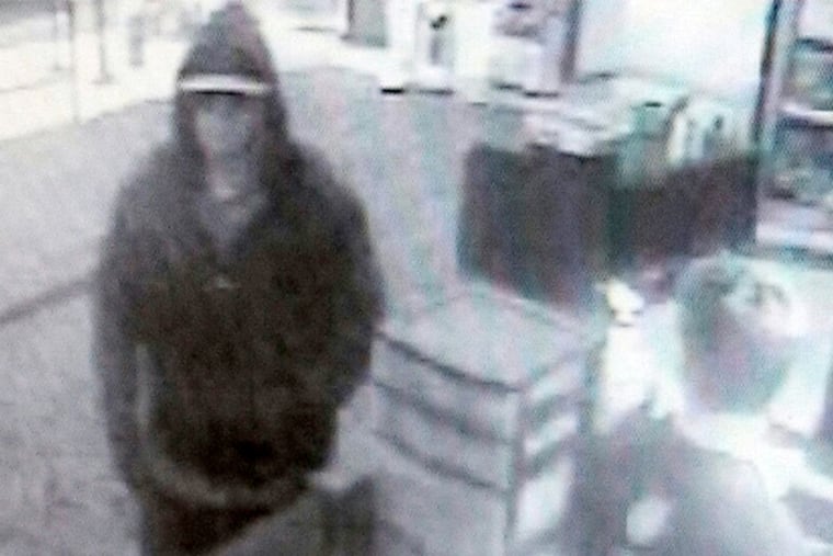 A security camera image of the suspect, provided by the Marple Police Department.