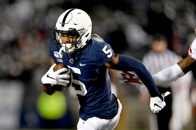 Penn State wide receiver Jahan Dotson makes a catch and run for a touchdown against Rutgers on Nov. 30, 2019 at Beaver Stadium. The junior is looking to shoulder more responsibility on offense heading into the 2020 season.