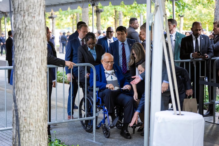 Rudy Giuliani, the former New York City mayor, attended the ceremony commemorating the 24th anniversary of the Sept. 11, 2001, terrorist attacks.