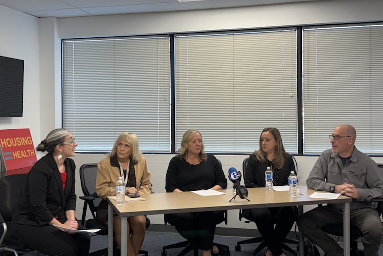 (From left) Kristyn DiDominick, executive director of Bucks Mont-Collaborative; Bucks County Commissioner Diane Ellis-Marseglia; Erin Lukoss, CEO of the Bucks County Opportunity Council; Stacy Doughtery, executive director of Laurel House; Mark Boorse, director of program development at Access Services.