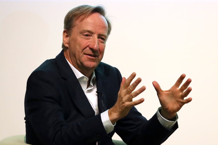 Alex Younger, formerly Britain’s Secret Intelligence Service director, talks during a question and answer session after a speech at the University of St Andrews, Scotland, Dec. 3, 2018.