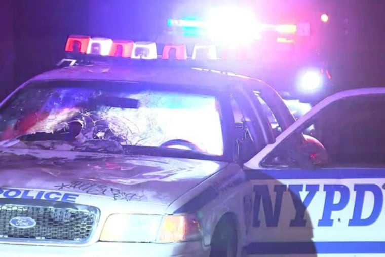 Early on Thanksgiving morning, Philadelphia Police spotted a marked NYPD squad car on I-76 that was riddled with bullet holes and had a busted back window. They soon learned it was a prop car used in the filming of a movie.