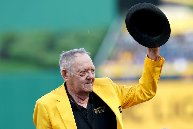 Former Pittsburgh Pirates relief pitcher Elroy Face acknowledges the crowd during a ceremony for players that are part of the team's Hall of Fame class in Pittsburgh, Aug. 26, 2023.