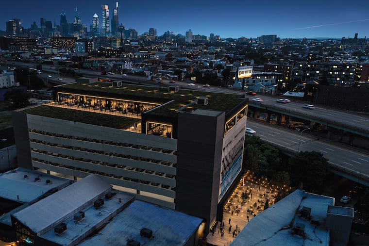 A rendering of the garage planned for Fishtown, looking west toward Center City.