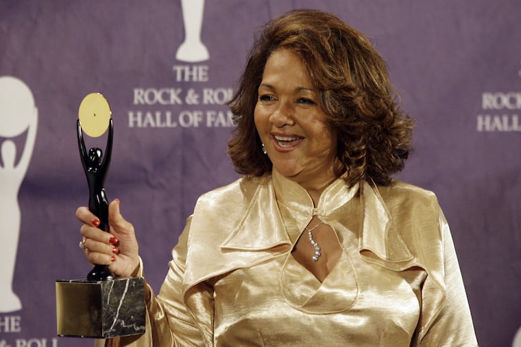 Nedra Talley Ross appears in the press room after the induction of the Ronettes into the Rock & Roll Hall of Fame in New York on March 12, 2007.