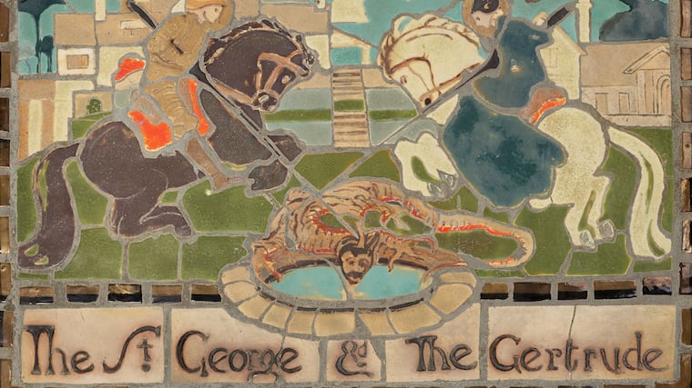 Designed by Violet Oakley, 'The St. George and The Gertrude Mosaic' c. 1911-1913, in the Philadelphia Museum of Art's 'Workshop of the World' show.
