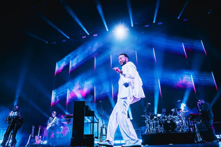 John Legend on his "Get Lifted" 20th anniversary tour in Glasgow, Scotland, earlier this year. The University of Pennsylvania grad brings the show to the Ocean Resort in Atlantic City on Saturday and the Met Philly on North Broad Street on Wednesday.