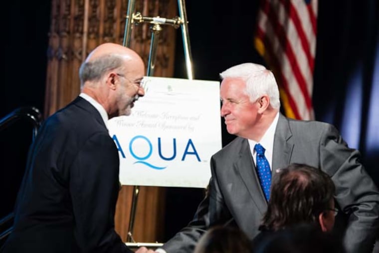 Democratic candidate for Pennsylvania Governor Tom Wolf and current governor Tom Corbett. (File photo)