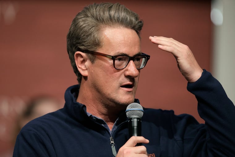 In this Oct. 11, 2017 photo, MSNBC television anchor Joe Scarborough takes questions from an audience at a forum.