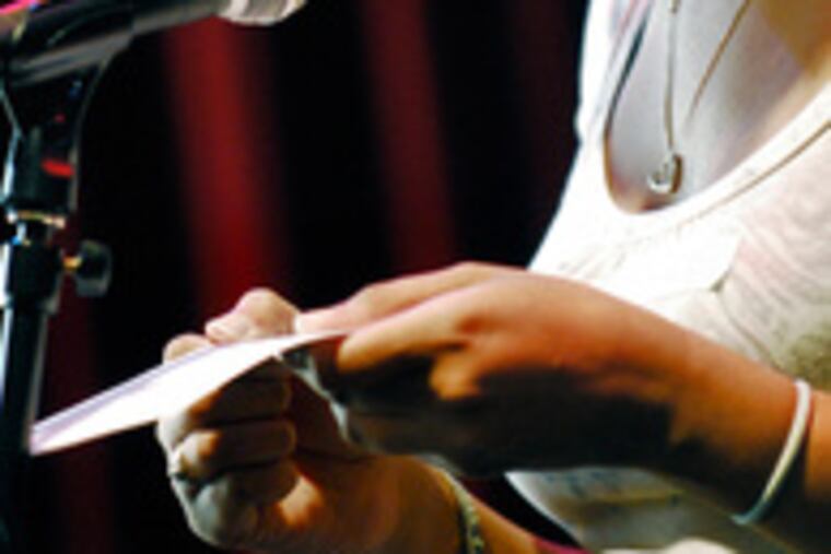 Jasmine Lawrence, a junior at Williamstown High School, takes poetic license. She says her English teacher requires her to write poetry every day.