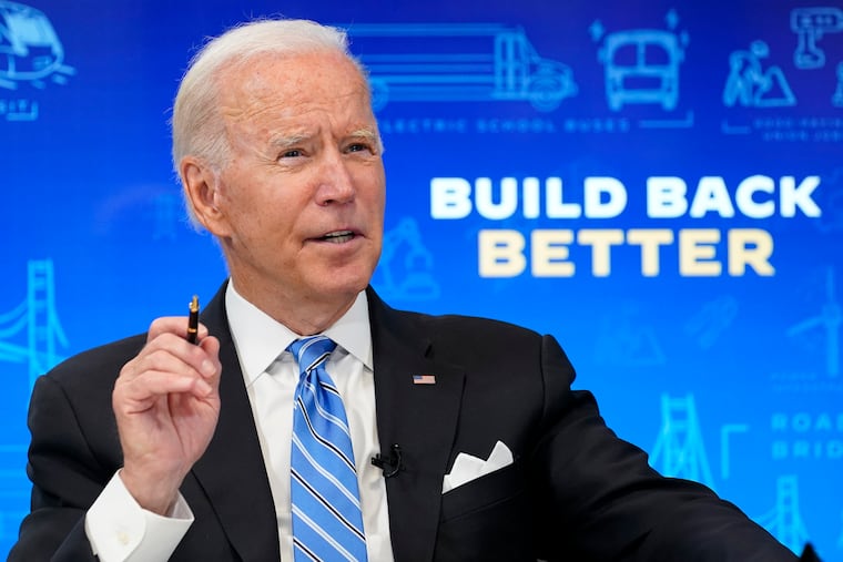 President Joe Biden speaks during a virtual meeting Wednesday, discussing the bipartisan Infrastructure Investment and Jobs Act.