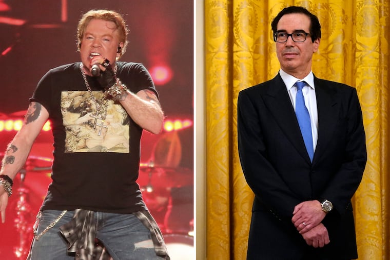 Axl Rose (left) and Steven Mnuchin