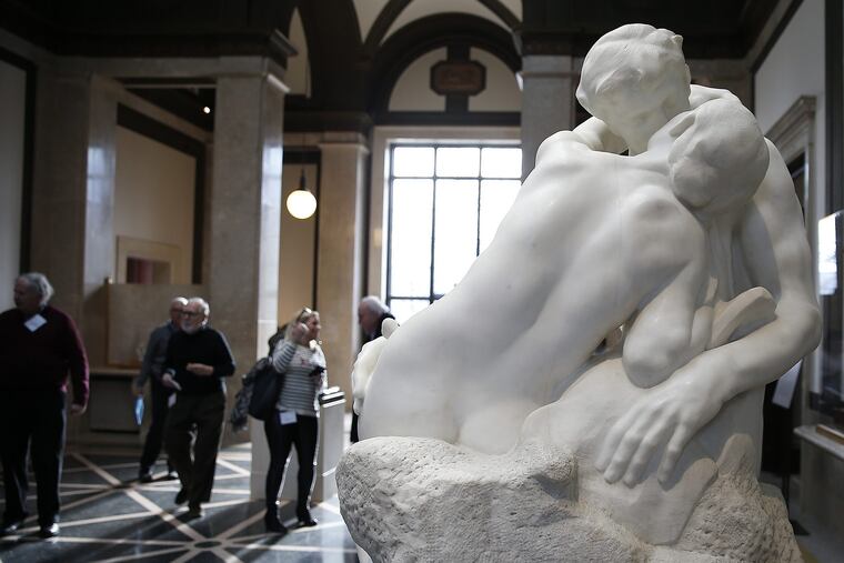 This marble replica of August Rodin's "The Kiss" stands in the Parkway galleries of Philadelphia's Rodin Museum. On Monday, a West Deptford woman was sentenced for her role in the bizarre tale behind the disappearance of a rare bronze cast of the original.