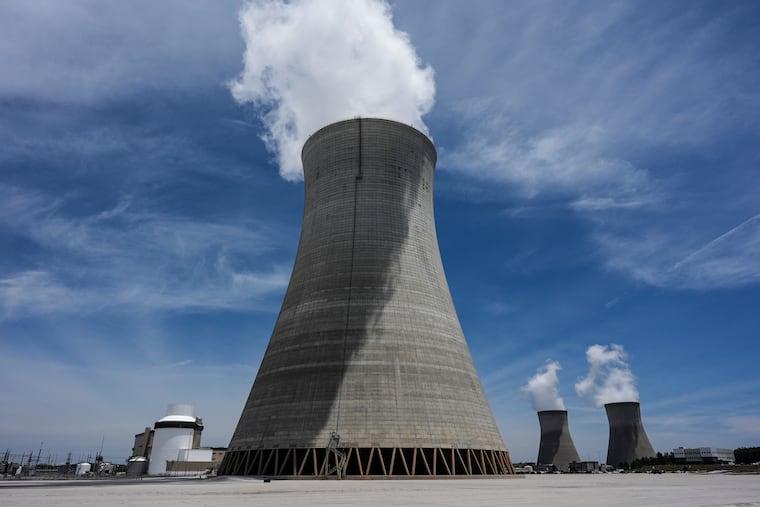 Cooling tower three with one and two in the background operate at the nuclear reactor facility at the Alvin W. Vogtle Electric Generating Plant, May 31, 2024, in Waynesboro, Ga. President Donald Trump wants to quadruple nuclear energy production.