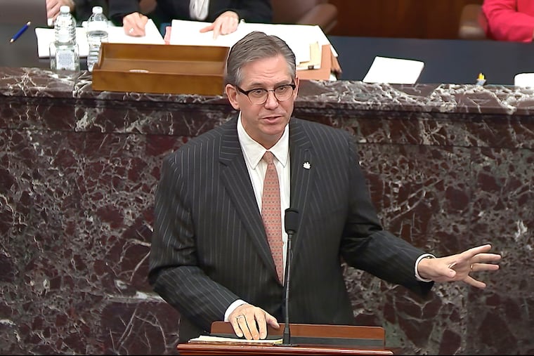 Bruce Castor, an attorney for former President Donald Trump, speaks during his impeachment trial on Tuesday.