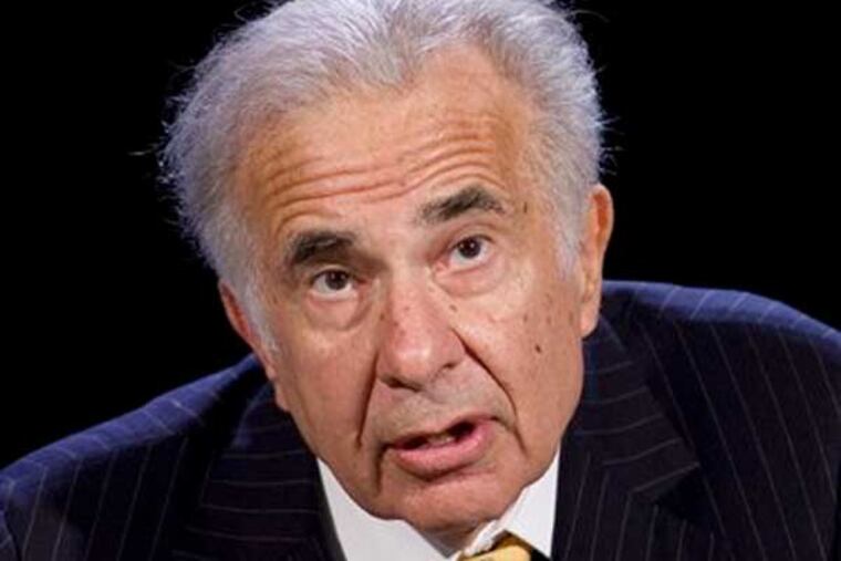 FILE - In this Oct. 11, 2007 file photo, activist investor Carl Icahn speaks at the World Business Forum in New York. (AP Photo/Mark Lennihan, file)