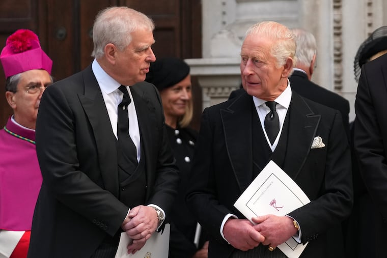 Andrew Mountbatten-Windsor, left, moved to his brother King Charles III’s estate in Norfolk after he was evicted from his longtime home near Windsor Castle earlier this month.