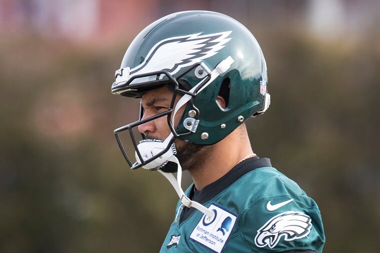 Eagles wide receiver Golden Tate looks on during practice at the Novacare Complex on Thursday.