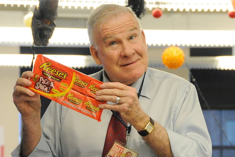 Mr. Morrison, shown here in the Daily News office, retired in 2016 after nearly 70 years as a newspaperman for the Daily News, Bulletin, and Main Line Times.