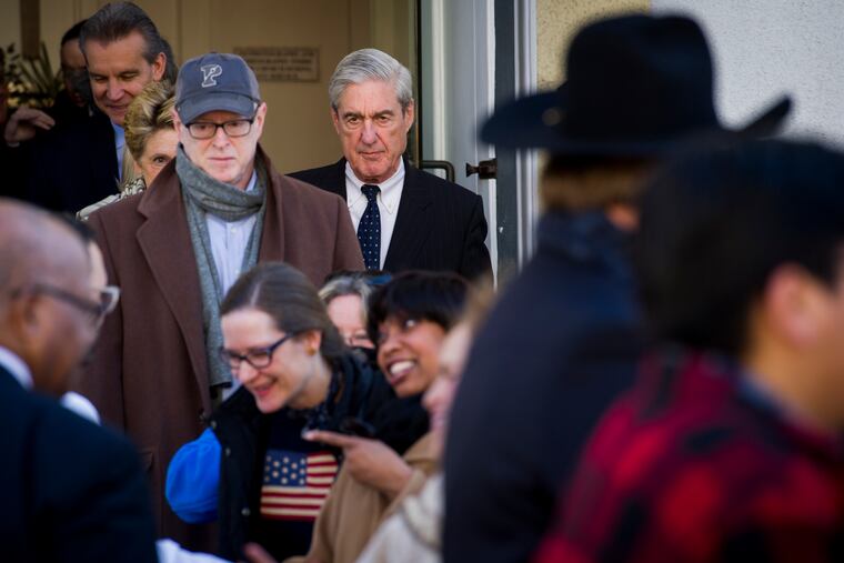 Special Counsel Robert Mueller exits St. John's Episcopal Church after attending services, across from the White House, in Washington, Sunday, March 24, 2019. Mueller closed his long and contentious Russia investigation with no new charges, ending the probe that has cast a dark shadow over Donald Trump's presidency. Mueller made no conclusion on possible obstruction of justice by President Donald Trump but found no evidence of collusion with Russia, according to Attorney General William Barr.
