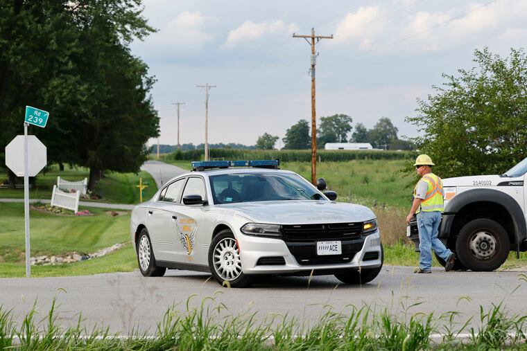 The scene where an armed Ohio man was shot and killed by police after breaching the FBI's Cincinnati field office on Thursday.