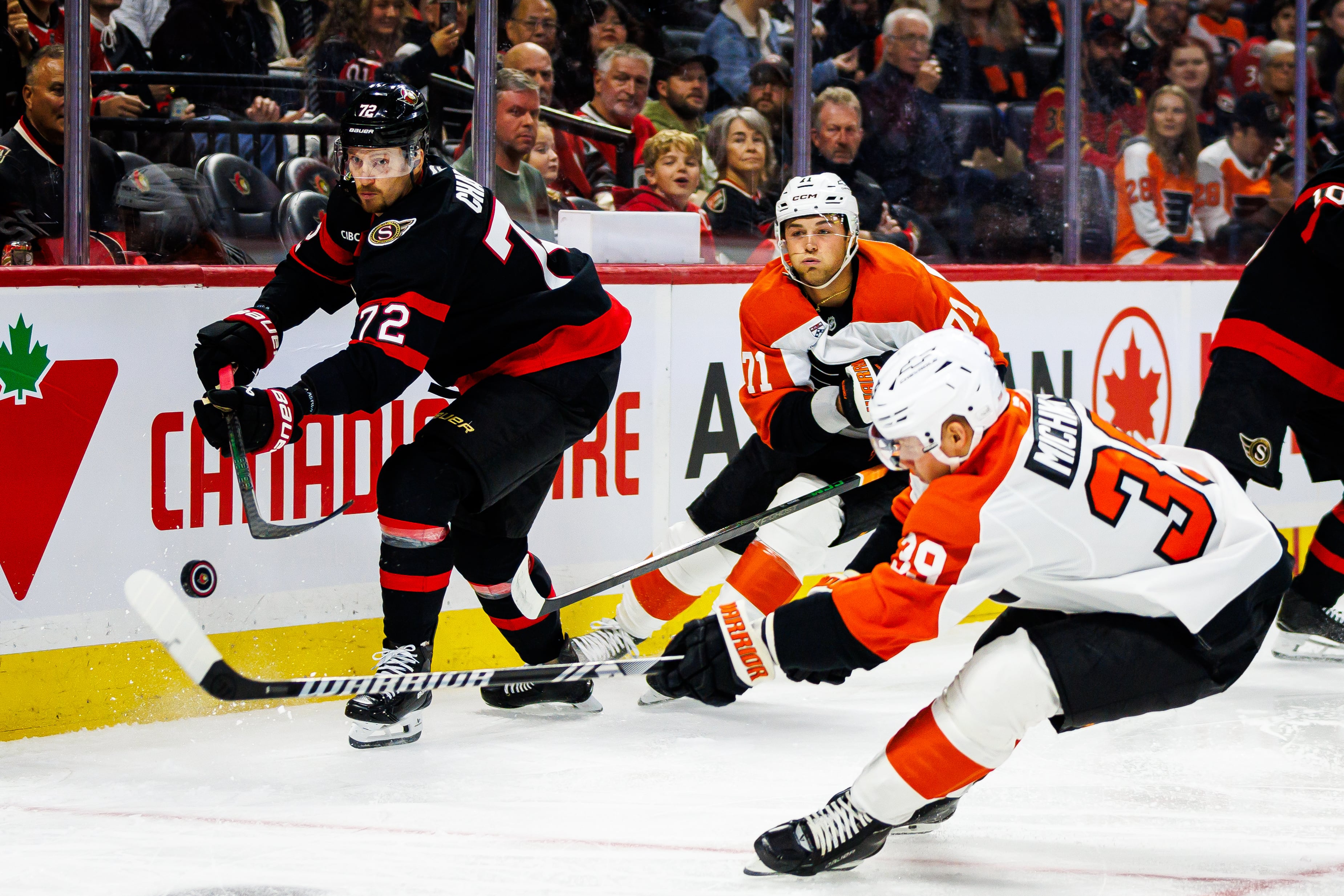 Four consecutive first-period penalties halt Flyers’ momentum in 2-1 loss to Senators