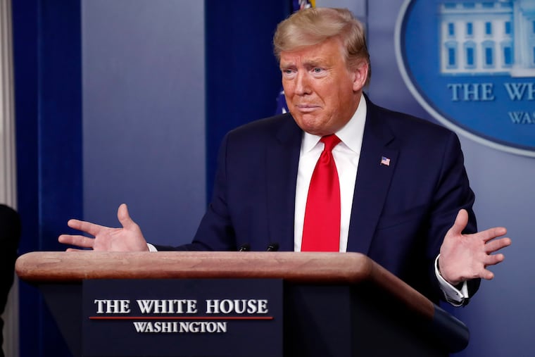 President Donald Trump speaks about the coronavirus Thursday.