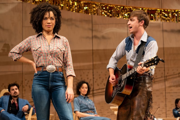 Sasha Hutchings, Sean Grandillo, and the company of the national tour of Rodgers & Hammerstein's "Oklahoma!"