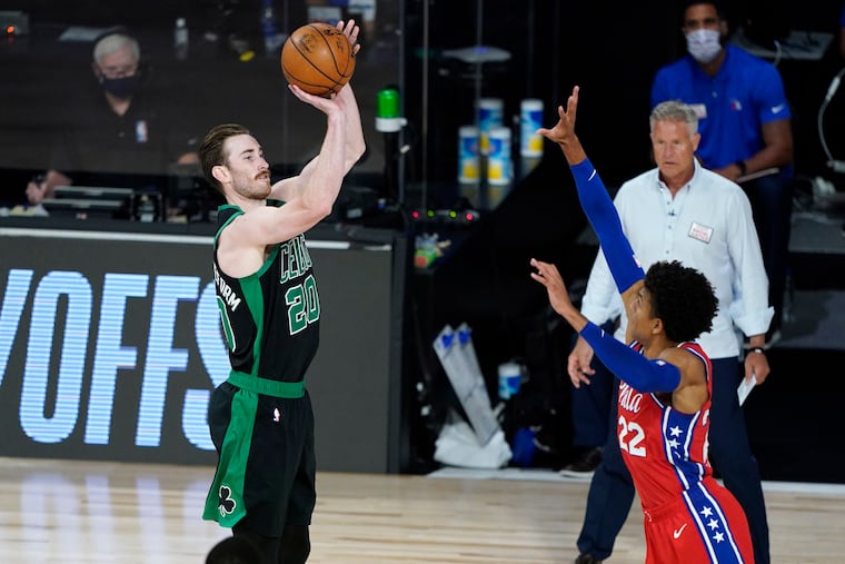 Boston Celtics' Gordon Hayward (20) is sidelined with Grade III ankle sprain.