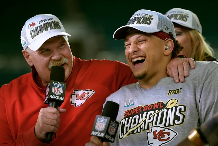 Andy Reid (left) found his perfect quarterback — and the perfect quarterback for the modern NFL — in Patrick Mahomes.