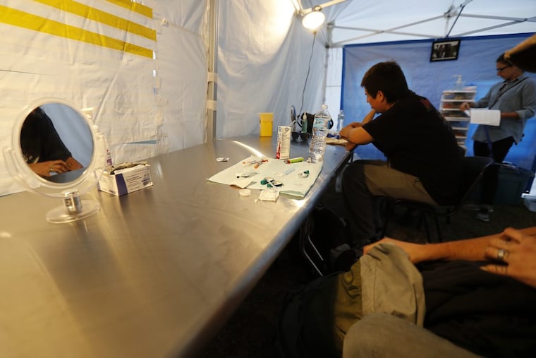 A view inside the pop-up safe injection site in Moss Park in Toronto.